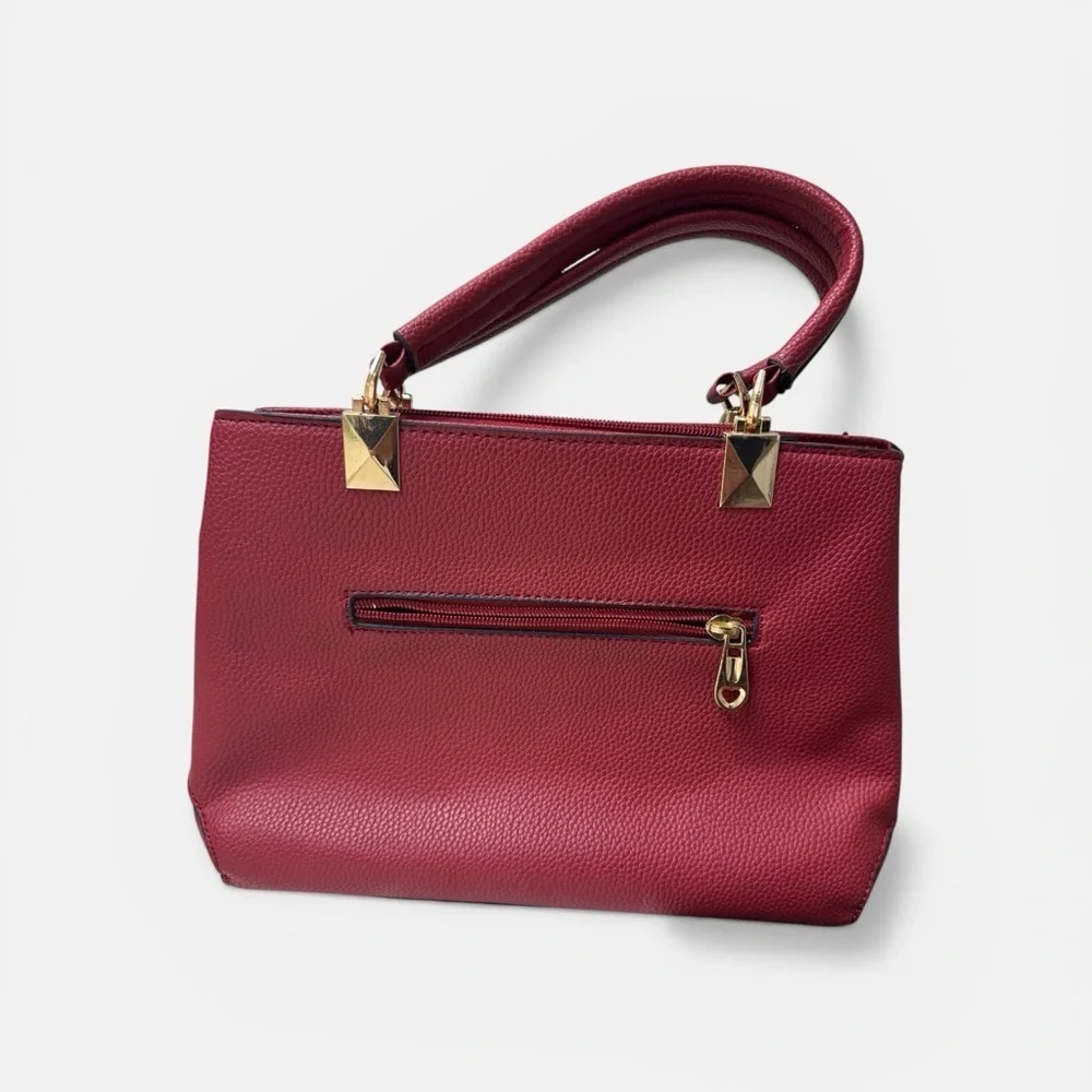 Charming Red Satchel with Bow by [Brand]